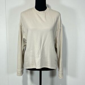 Nike Yoga Luxe Fleece Crew Long Sleeve Top Women’s Sz S Modal Tan Oversized